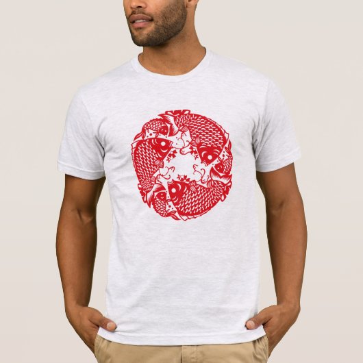 Red Whirling Koi Carp Fish Group Klassieke Mannen T-shirt (Voorkant)
