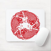 Red Whirling Koi Carp Fish Group Mousepad Muismat (Met muis)