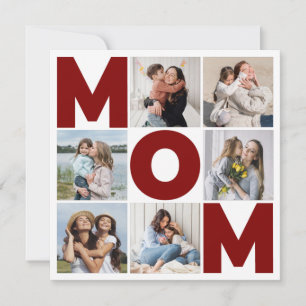Red & White 6 Photo Collage Carte Flat Maman