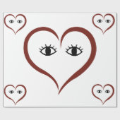 REd - White Abstract Art Heart Face Cadeaupapier (Vlak)