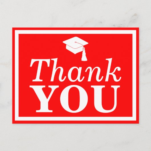 Red White Afstudeerder Pet Hartelijk dank Briefkaart (Voorkant)