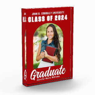 Red White Afstuderen moderne Arch Graduation Party Fotoblokken