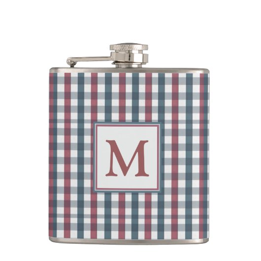 Red, White and Blue Plaid Monogram Heupfles (Voorkant)