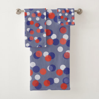 red, white and blue polka dots