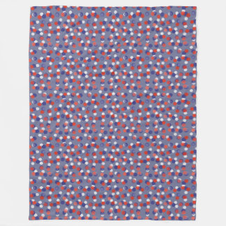 red, white and blue polka dots fleece deken