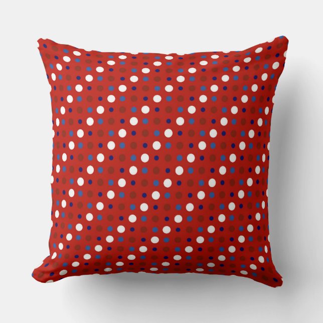 Red White and Blue Polka Dots Kussen (Voorkant)
