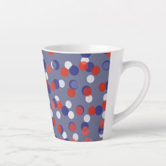 red, white and blue polka dots latte mok