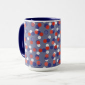 red, white and blue polka dots mok (Voorkant links)