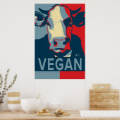 Red White and Blue Pop Art Cow Poster - Vegan (Cuisine)