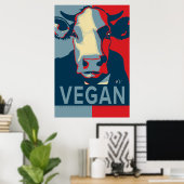 Red White and Blue Pop Art Cow Poster - Vegan (Bureau à domicile)