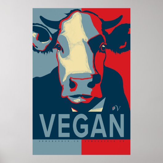 Red White and Blue Pop Art Cow Poster - Vegan (Devant)