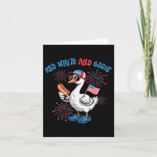Red White and Goose Funny 4th of July beroemd gema Kaart