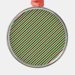 Red, White and Green Stripes Metalen Ornament