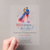 Red White and I do Acrylic Wedding Invitation (In situ (ordinateur de poche))