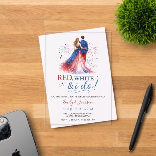 Red White and I do Acrylic Wedding Invitation (Insitu (Carte d'invitation))