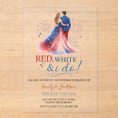 Red White and I do Acrylic Wedding Invitation (Recto)