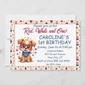 Red White And One Patriotic Puppy Invitation (Devant)