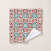 Red White And Teal  Bath Towel Set (Gant de toilette)