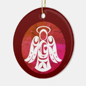 Red-White Angel Keramisch Ornament (Links)