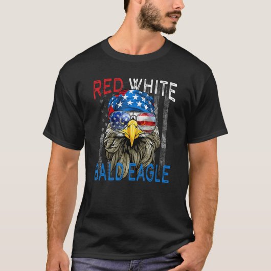 Red White Bald Eagle American Flag Bald Eagle 4th  T-shirt (Voorkant)