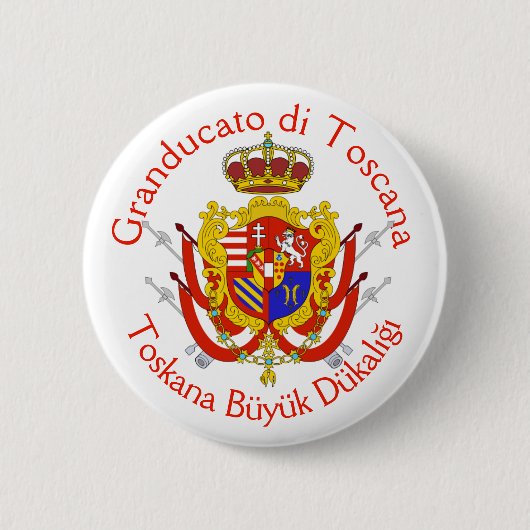 Red White Banner Groothertogdom Toscane Ronde Button 5,7 Cm (Voorkant)