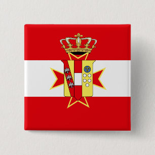 Red White Banner Groothertogdom Toscane Vierkante Button 5,1 Cm