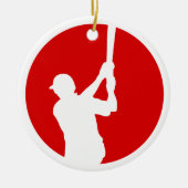 Red White Baseball Player Persoonlijk Keramisch Ornament (Voorkant)
