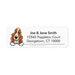 Red White Basset Hound (schoon en eenvoudig) Etiket