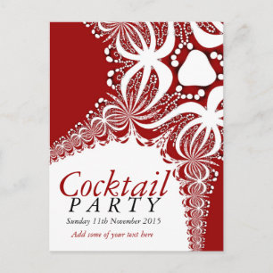Red White Batik Cocktail Party Invitation Briefkaa Uitnodiging Briefkaart