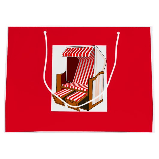 Red & White Beach Chaise Theme Party Cadeau Sac ca (Devant)