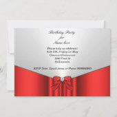 Red White Birthday Party Diamond Bow Kaart (Achterkant)