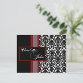 Red White Black Damask Wedding Invitations Aankondigingskaart (Staand voorkant)