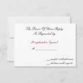 Red White Black Damask Wedding Invitations RSVP Kaartje (Achterkant)