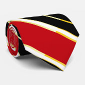 Red White Black en Gold Stripes Stropdas (Opgerold)