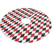 Red White Black Harlequin Diamond Pattern Kerstboom Rok (Gekanteld)