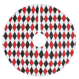 Red White Black Harlequin Diamond Pattern Kerstboom Rok