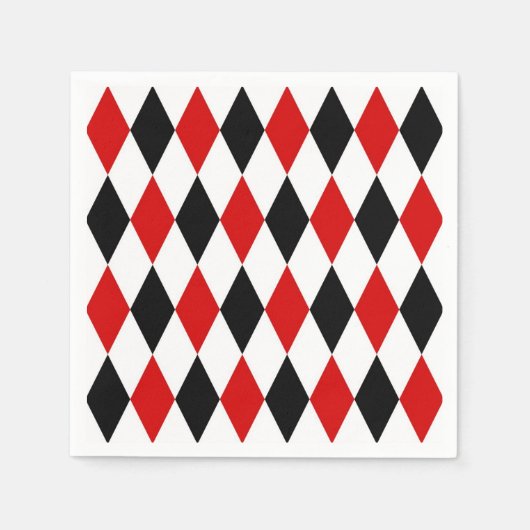 Red White Black Harlequin Diamond Pattern Servet (Voorkant)