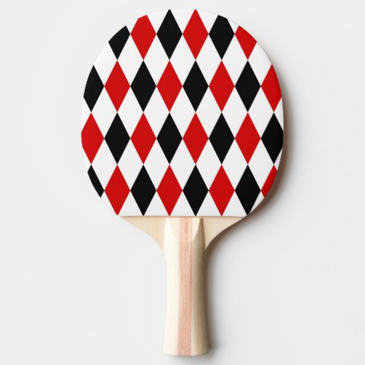 Red White Black Harlequin Diamond Pattern Tafeltennisbatje (Voorkant)