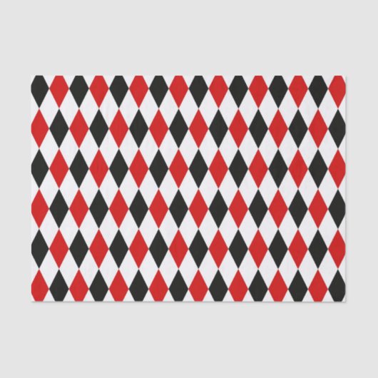 Red White Black Harlequin Diamond Pattern Tissuepapier (Voorkant)