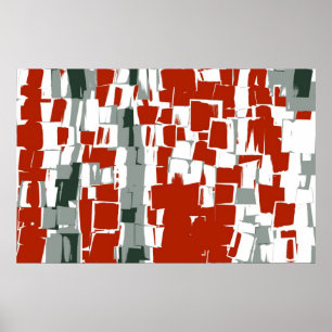 Red White Black Retro Schilderen Abstracte kunst Poster