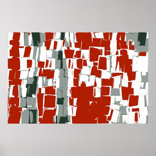 Red White Black Retro Schilderen Abstracte kunst Poster (Voorkant)