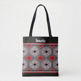 Red, White & Black Tribal Tapestry Draagtas
