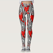 Red White Black Valentijn Harten Leggings (Voorkant)