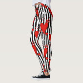 Red White Black Valentijn Harten Leggings (Links)