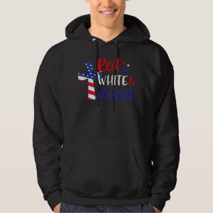 Red White Bless American Jesus Cross Christelijk 4 Hoodie
