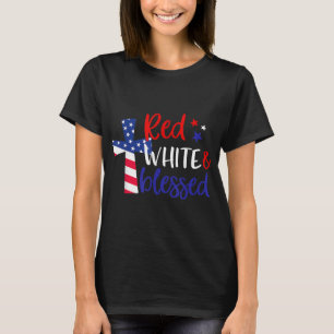 Red White Bless American Jesus Cross Christelijk 4 T-shirt