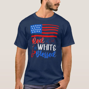 Red White Blessed 4 juli Patriotic America T-shirt