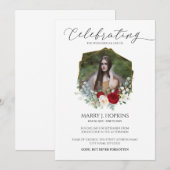 Red White Blossom Photo Celebration of Life Kaart (Voorkant / Achterkant)