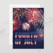 Red White Blue, 4 juli Fireworks Night Feestdagenkaart (Voorkant / Achterkant)