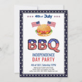 Red White Blue 4th of JULY BBQ Party Invitation Feestdagenkaart (Voorkant)